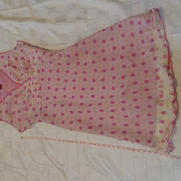 Vintage 100% Silk Dress Size 14 Polka Dot Pink - Picture 12 of 16